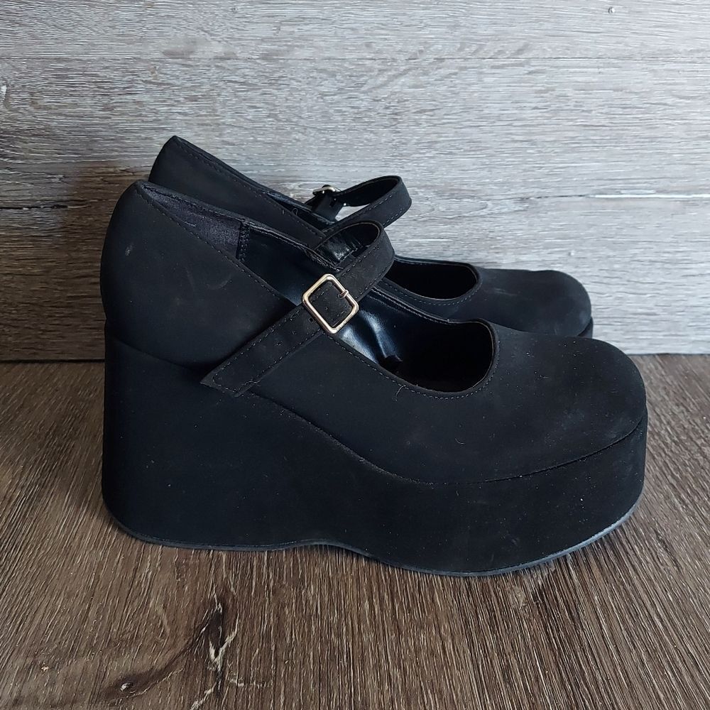 Black Mary Jane Platform Wedges - Women Shoes